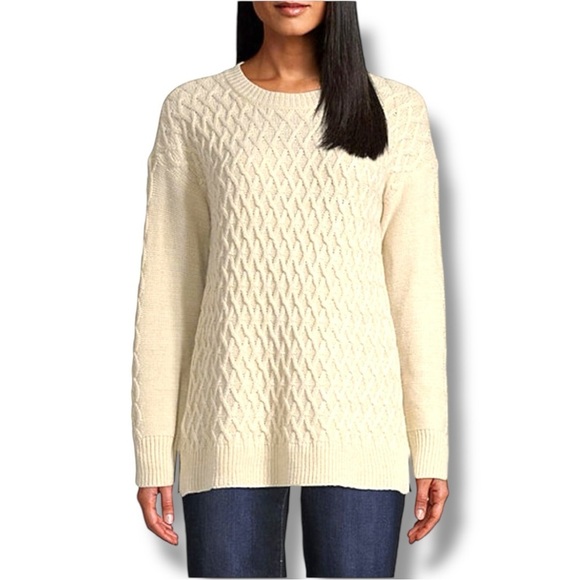 St. John's Bay Sweaters - St. John’s Bay Cozy Relaxed Fit Crewneck Lightweight Cream Knit Sweater